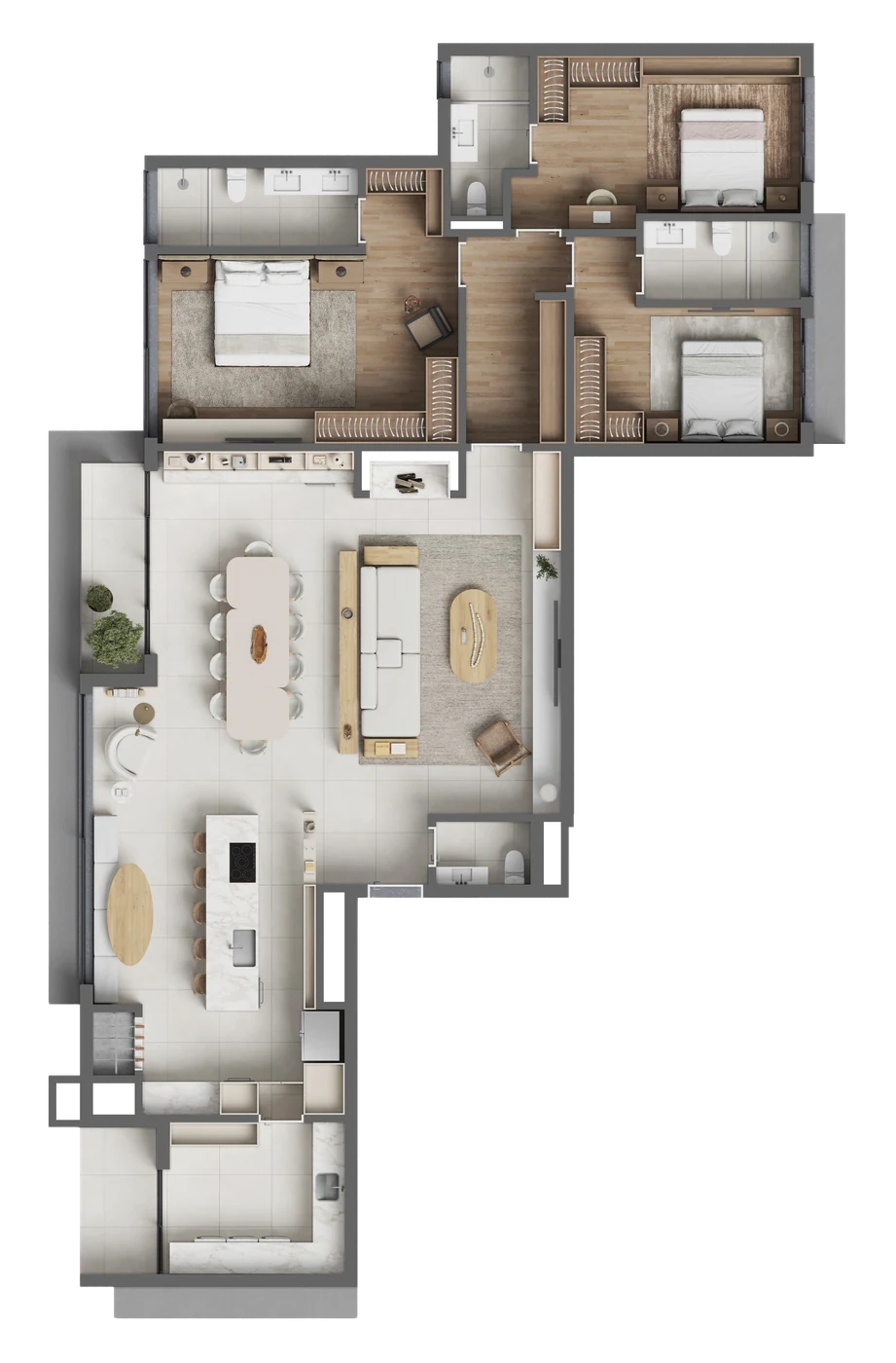 Planta do apartamento de 206 m²